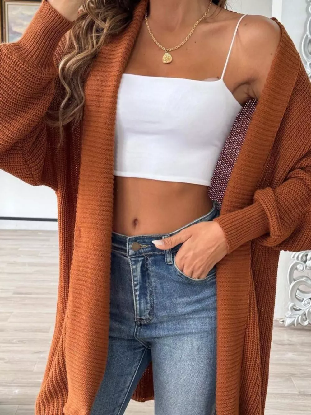 Full Size Open Front Long Sleeve Cardigan Plus Size, image 2