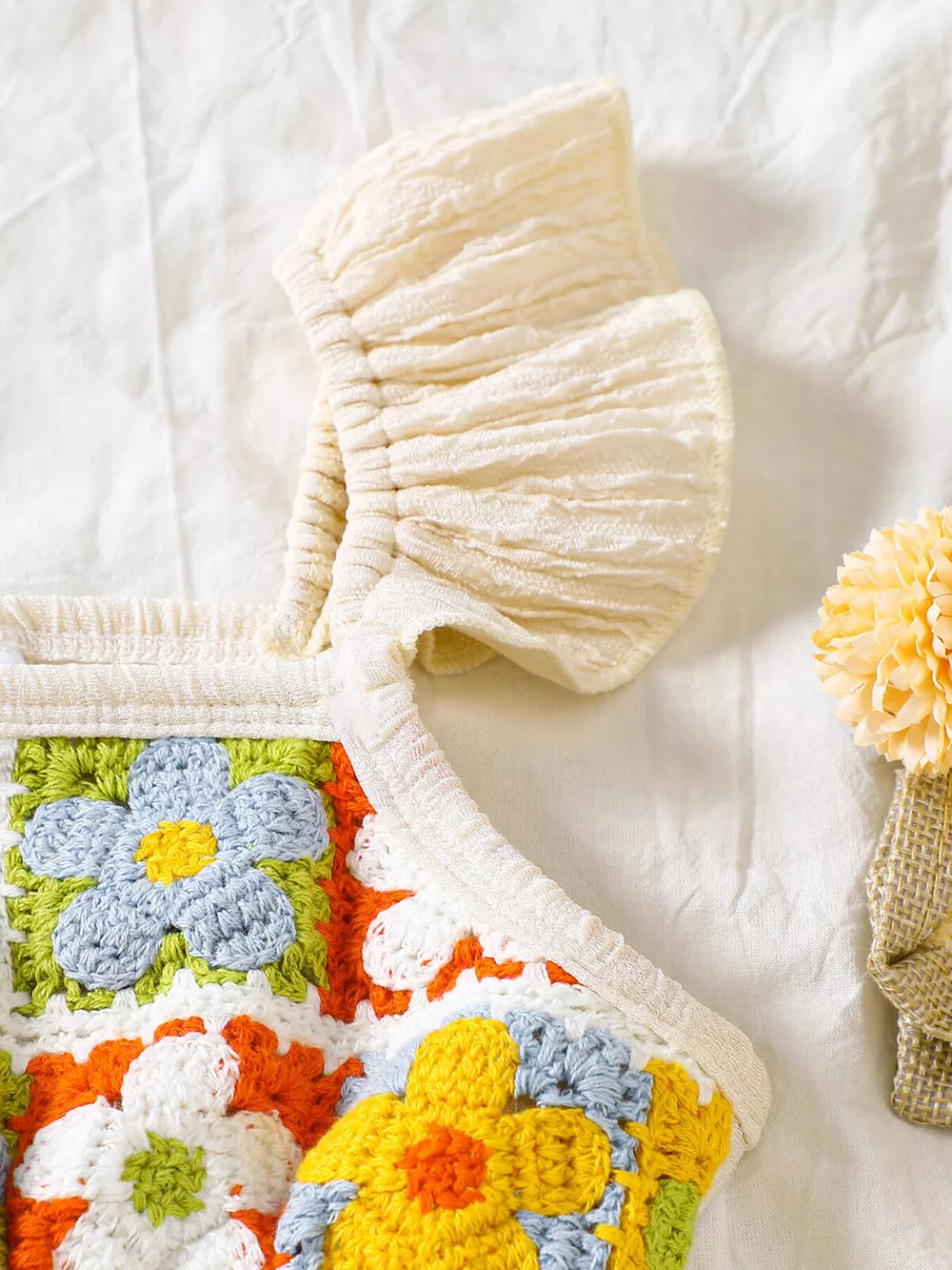 Children's Crochet Ruffle Trim Jumpsuit, image 5