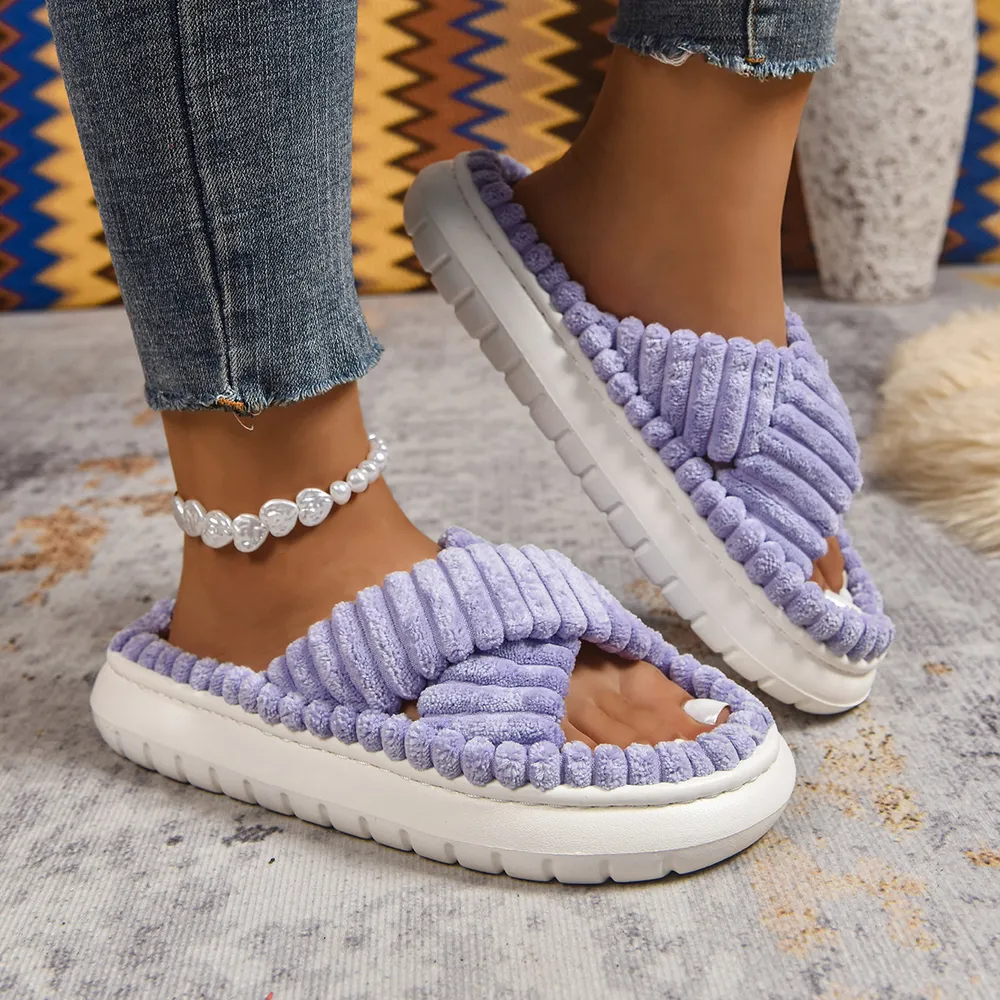 Crisscross Open Toe Platform Slippers, image 9