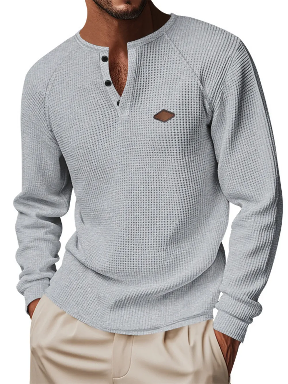 Men's Full Size Button Detail Long Sleeve T-Shirt Plus Size, image 11