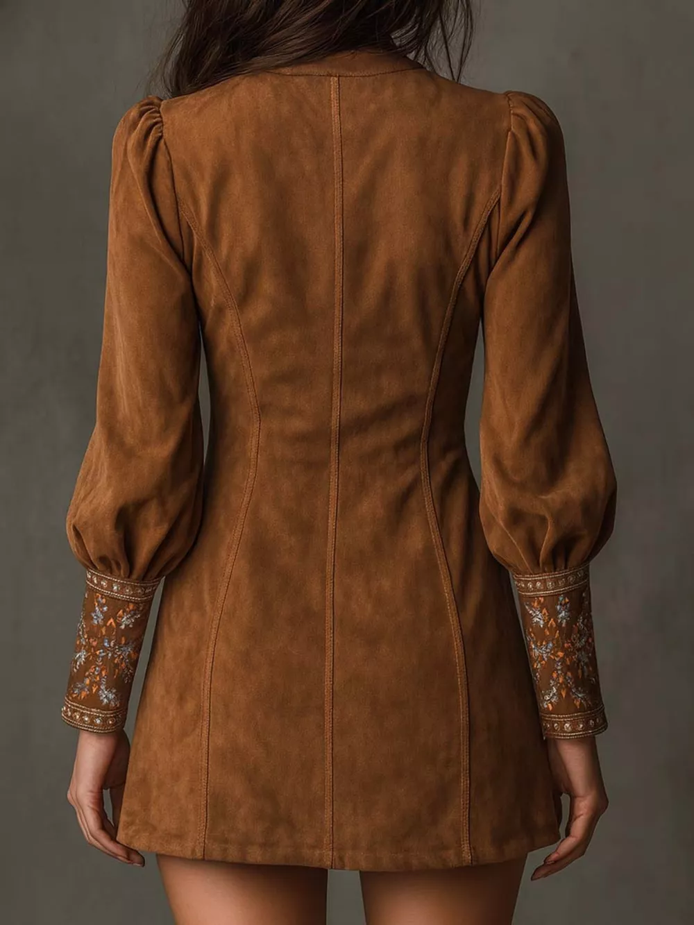 Embroidered Lantern Sleeve Mini Dress, image 5