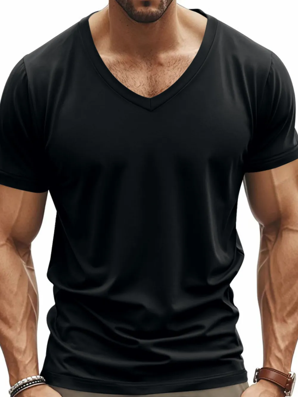 Men's Full Size V-Neck Short Sleeve T-Shirt Plus Size