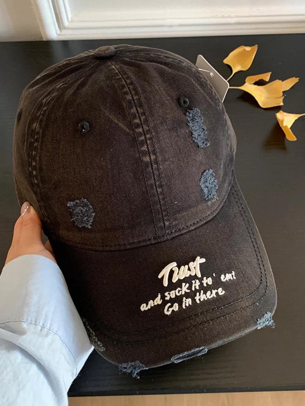 Distressed Embroidered Baseball Cap, image 7