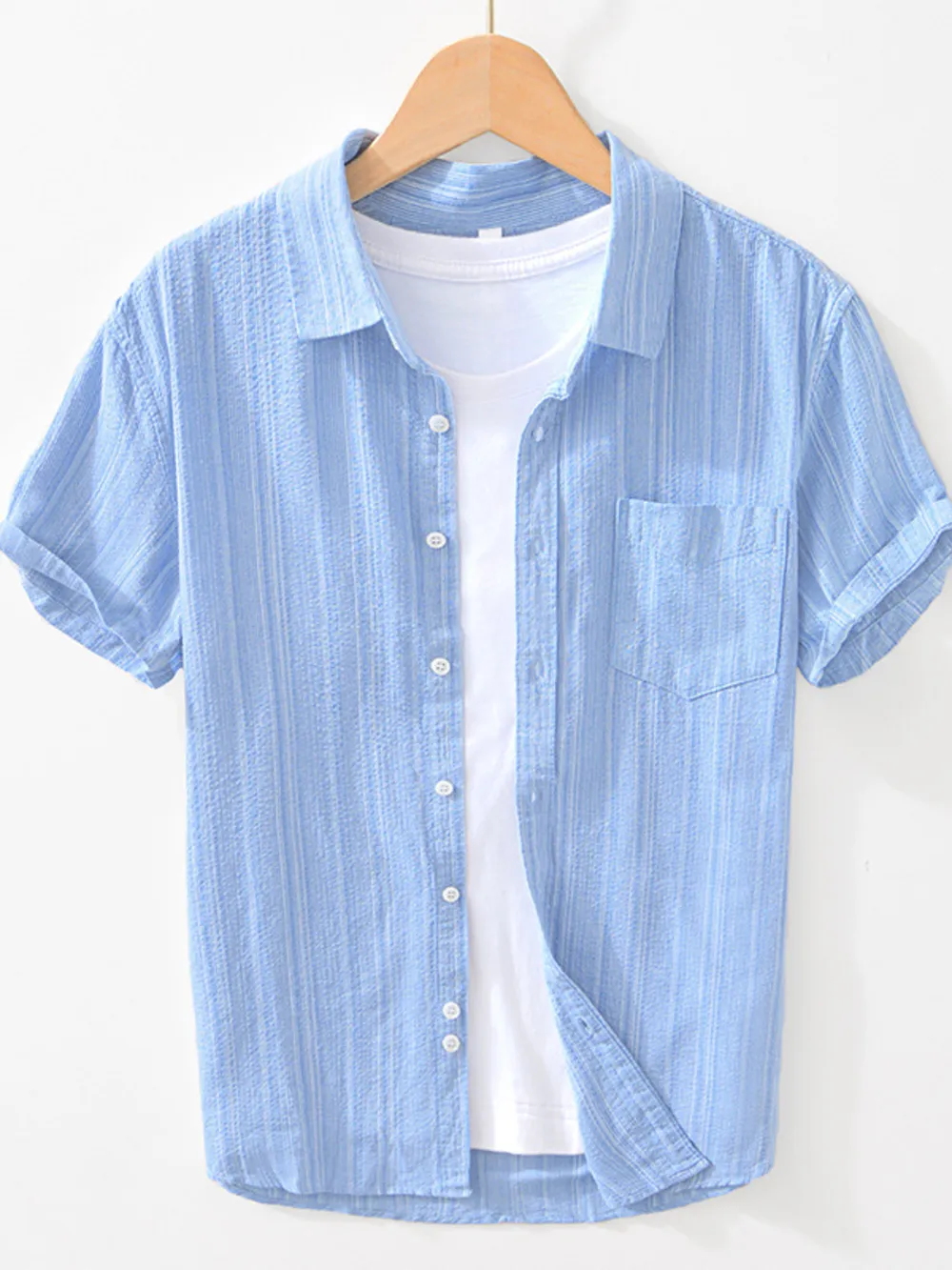 Men's Plus Size Button Up Short Sleeve Shirt