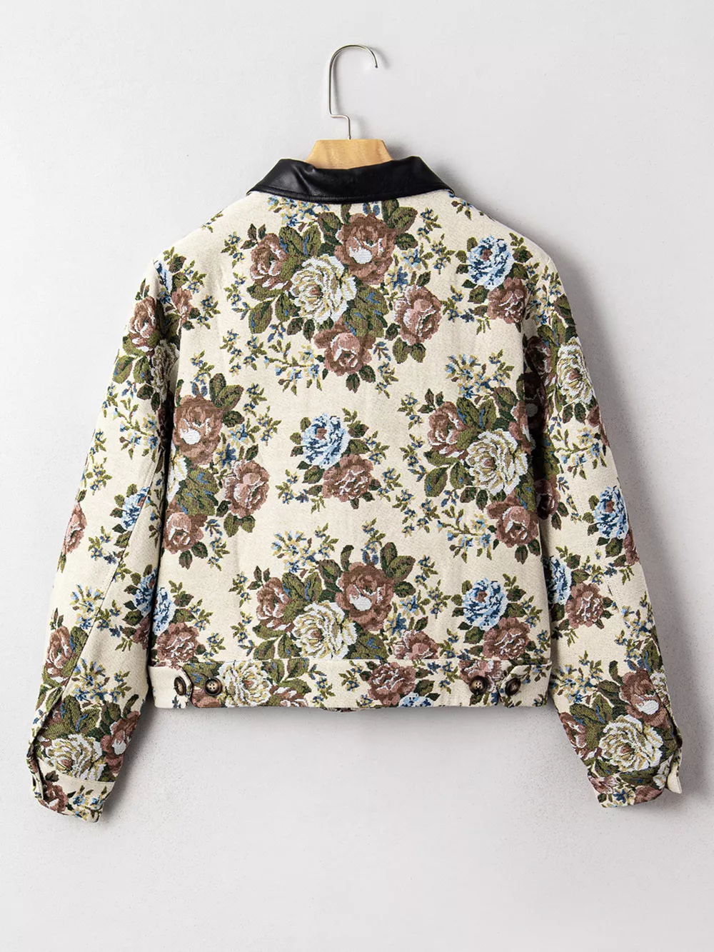 Floral Print Zip Up Contrast Collared Jacket, image 7