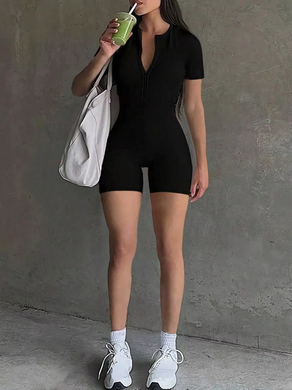 Cutout Back Short Sleeve Romper
