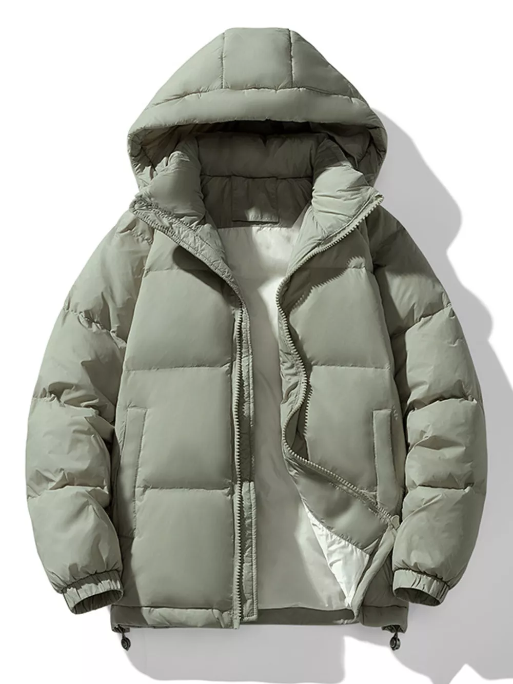 Men's Plus Size Zip Up Hooded Puffer Jacket, image 3