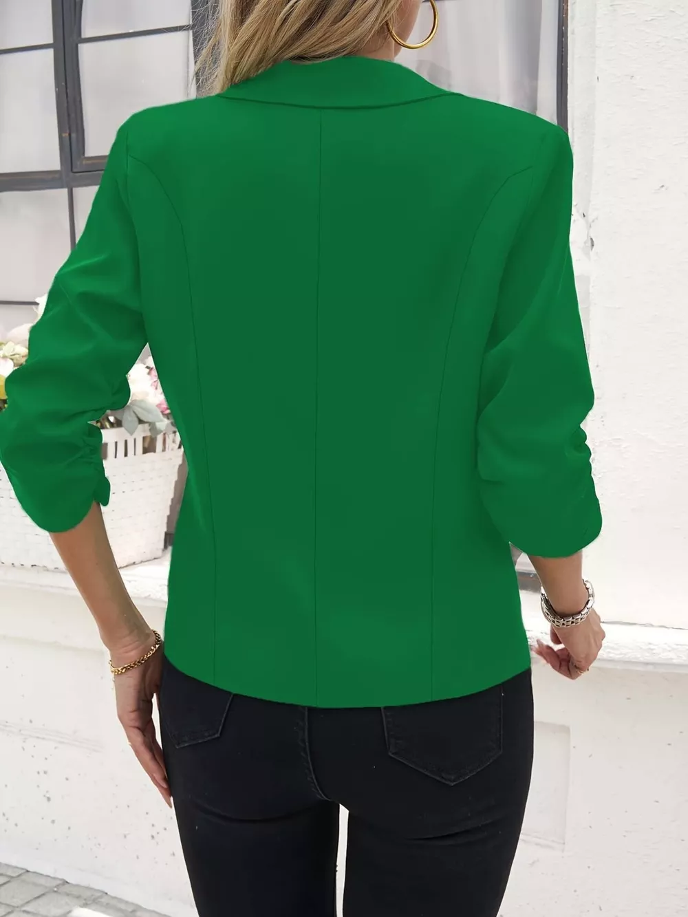 Full Size One Button Lapel Collar Blazer Plus Size, image 3