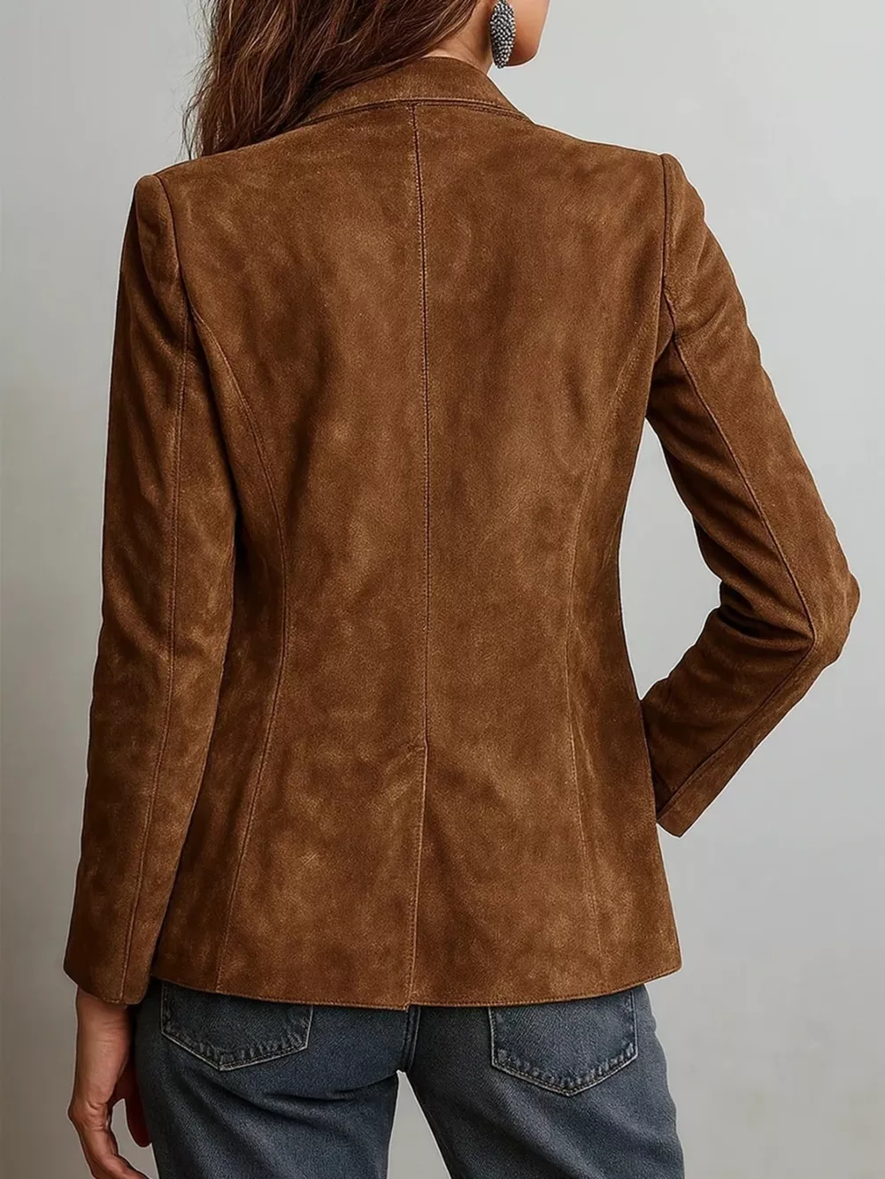 Full Size Lapel Collar Button Up Blazer Plus Size, image 7