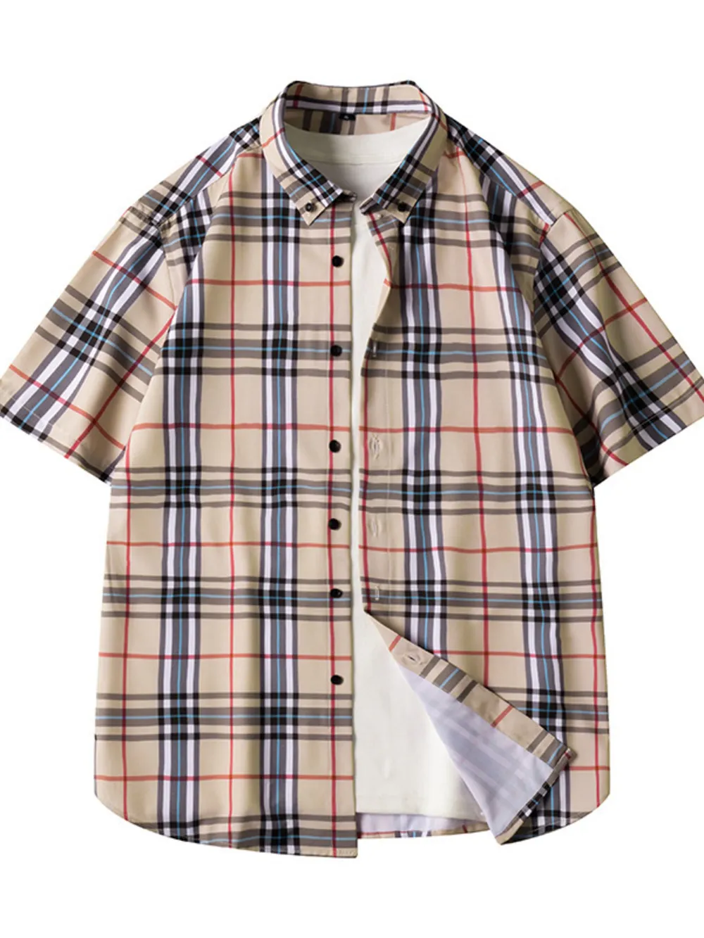 Men's Plus Size Classic Plaid Short Sleeve Shirt, image 2