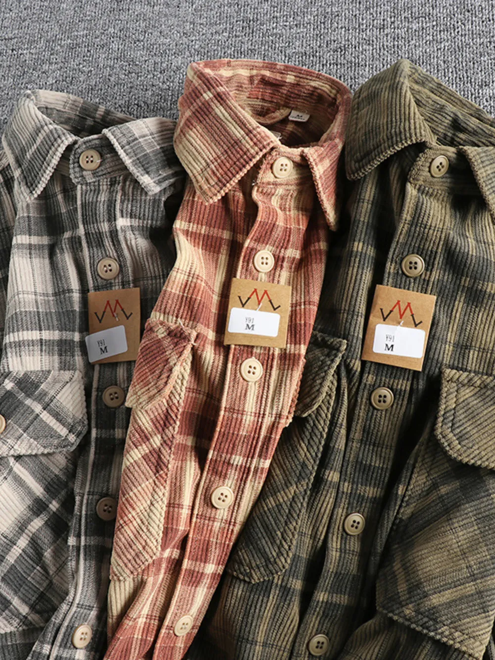 Men's Plus Size Button Down Plaid Corduroy Shirt with Chest Pockets, image 2