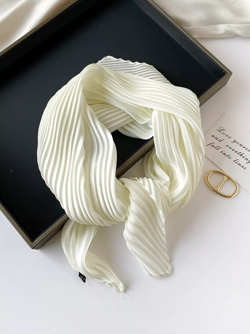 Pleated Satin Scarf, image 3