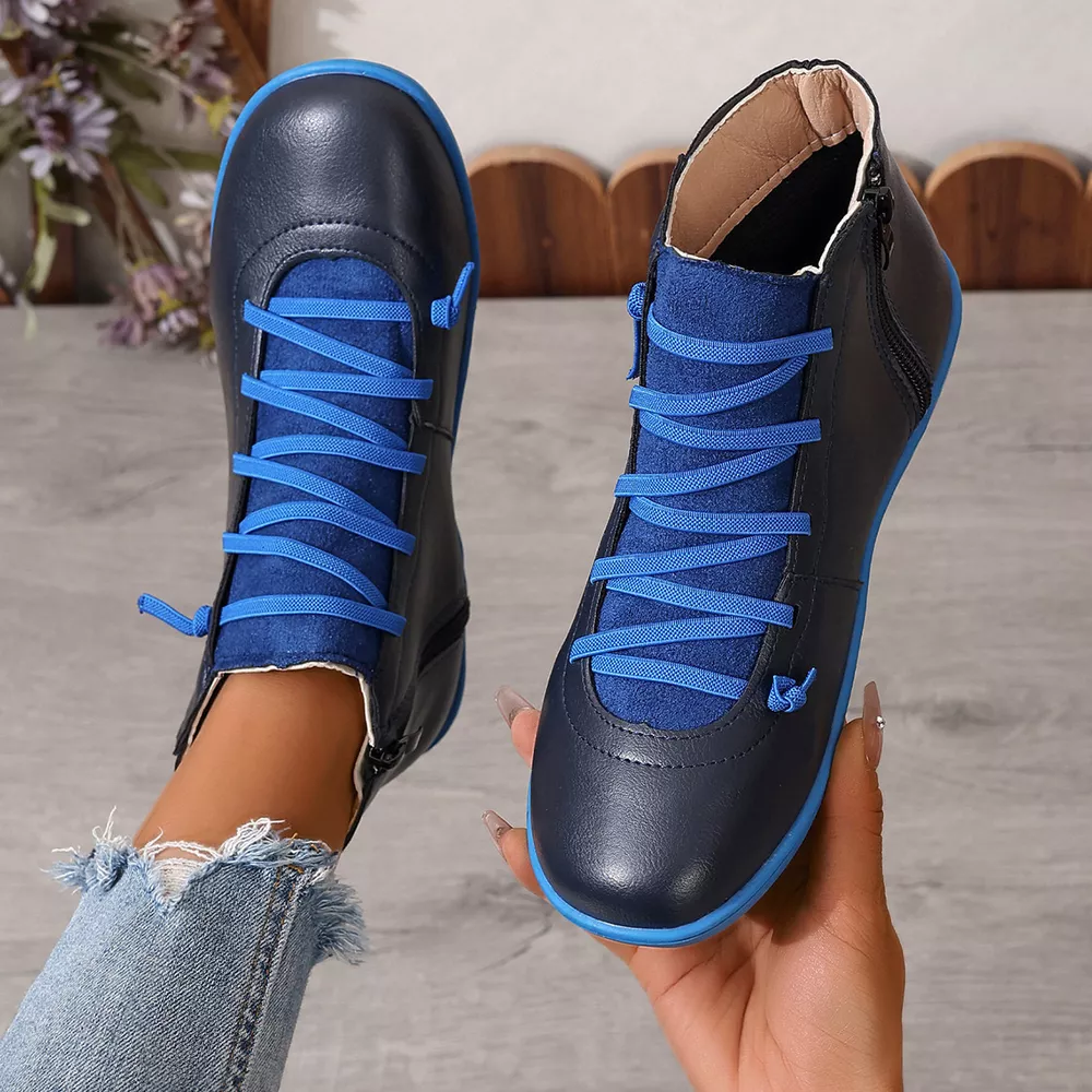 Lace-Up Faux Leather Ankle Boots, image 21