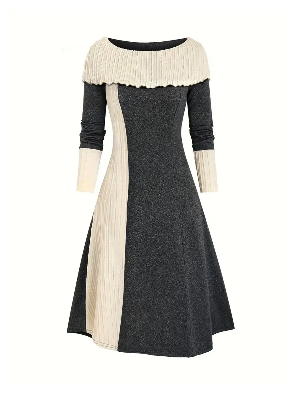 Color Block Ribbed Sweater Dress