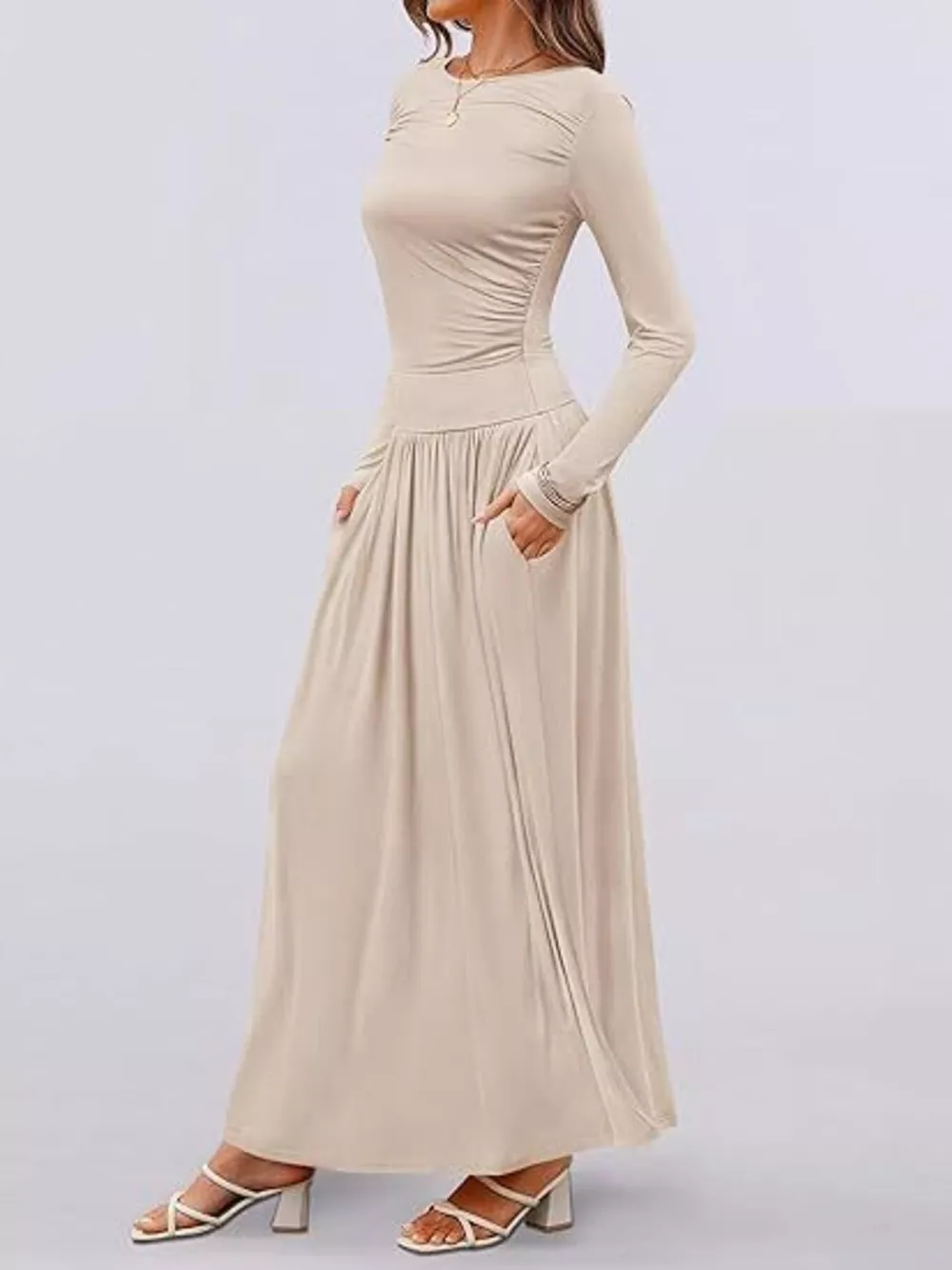 Long Sleeve Maxi Dress with Pockets, image 3