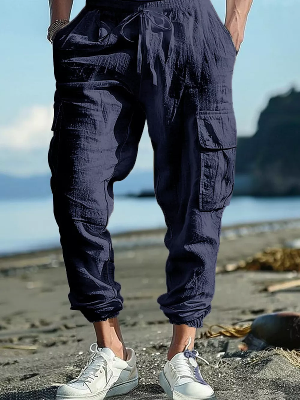 Men's Full Size Casual Cargo Pants with Drawstring Waist Plus Size, image 11