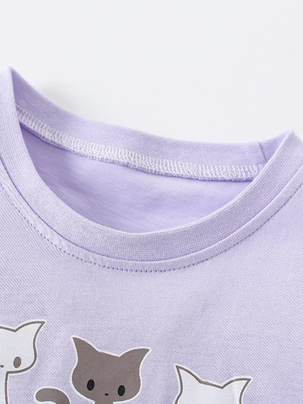 Children's Cats Round Neck Ruffle Hem T-Shirt, image 2