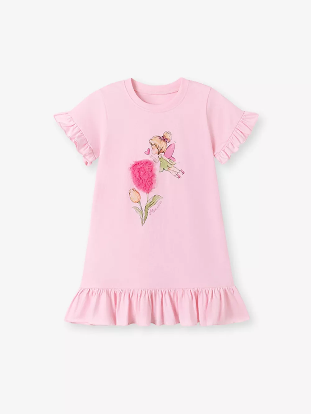 Children's Ruffled Hem Short Sleeve Dress, image 3