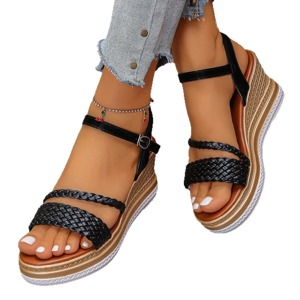 Woven Espadrille Wedge Sandals, image 5