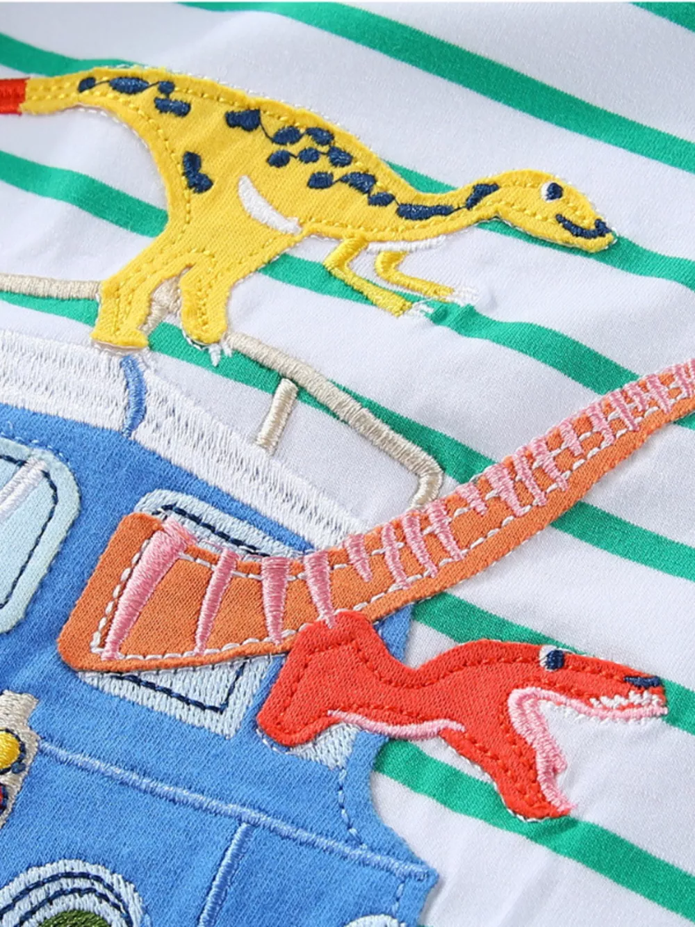 Children's Dinosaur Adventure Striped Long Sleeve T-Shirt, image 2