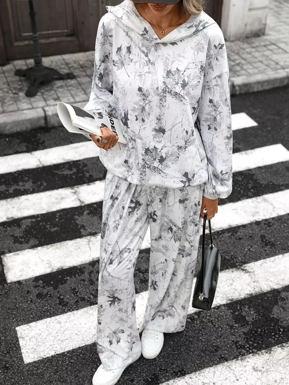 Printed Long Sleeve Hoodie and Pants Set, image 8