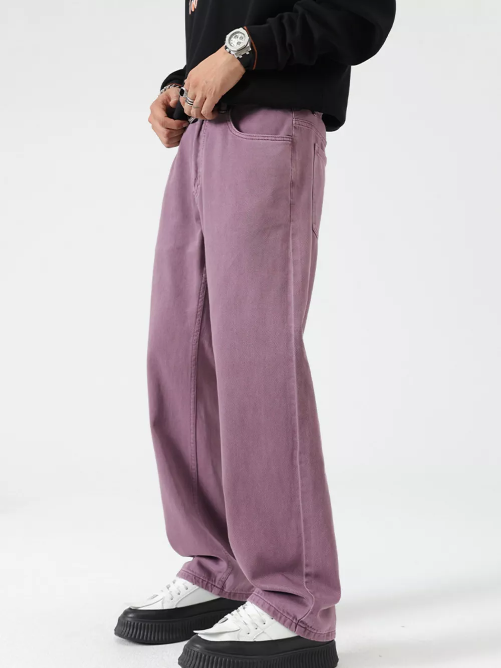 Men's Vintage Wash Wide Leg Jeans, image 9