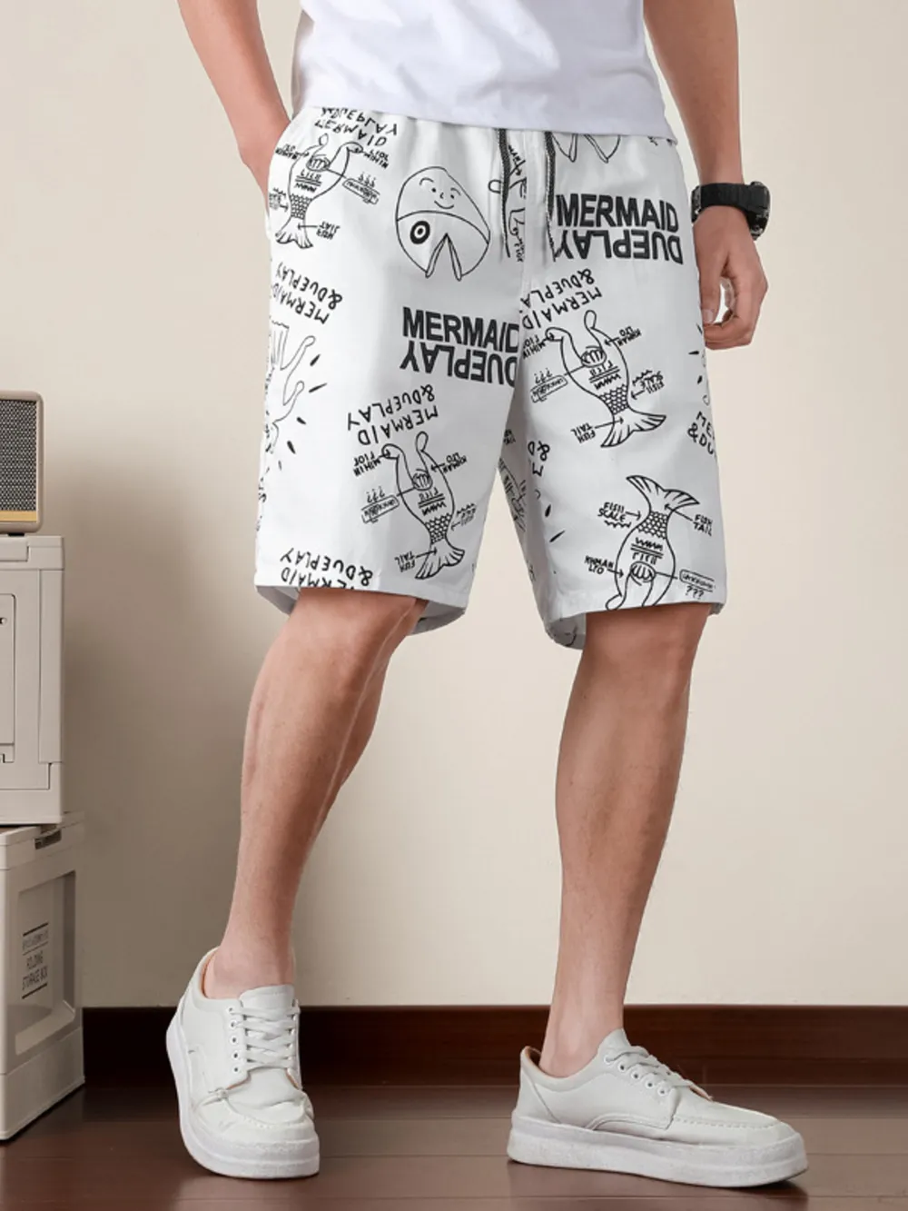 Men's Plus Size Printed Drawstring Shorts, image 2