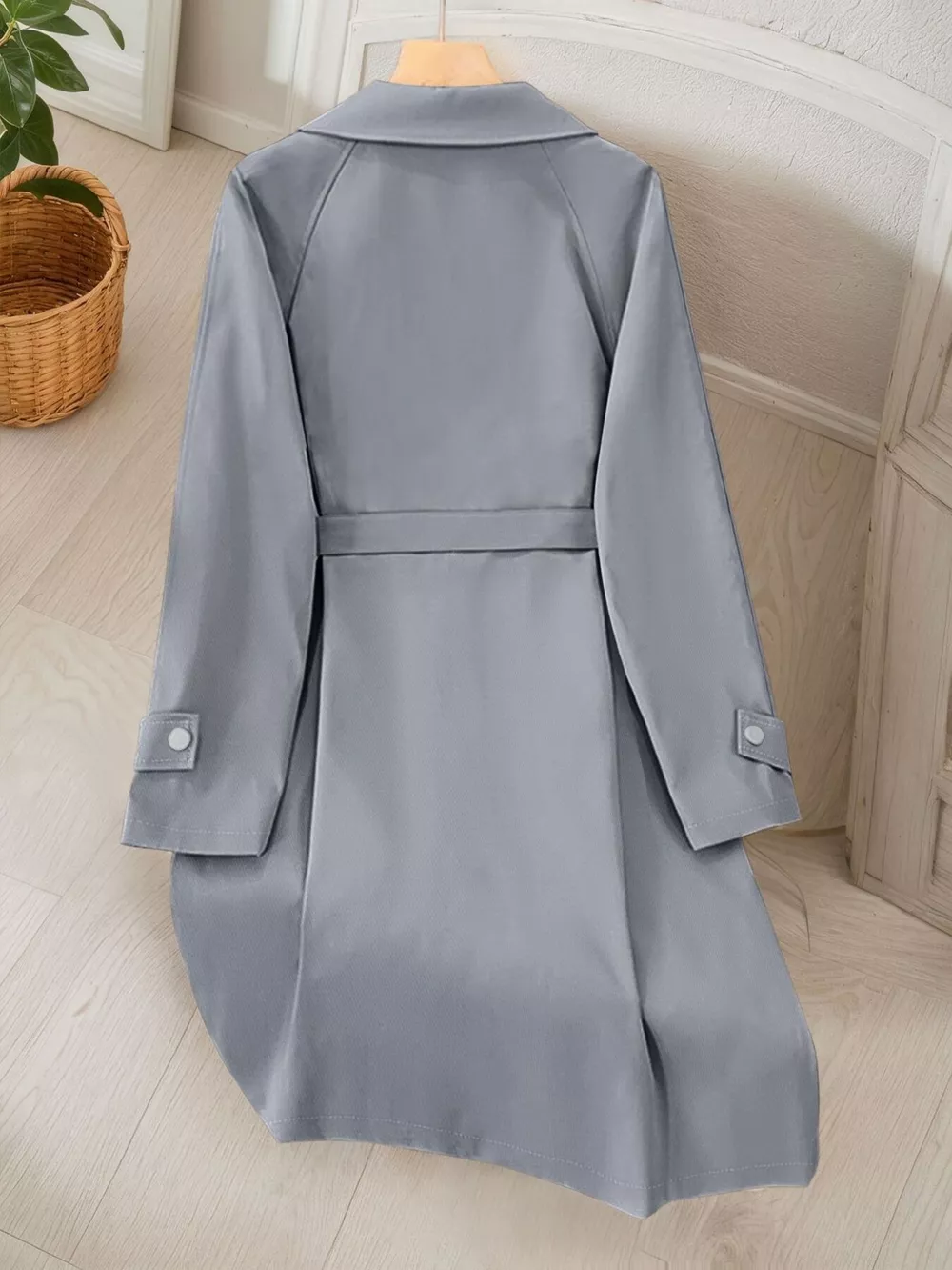 Lapel Collar Longline Trench Coat, image 9