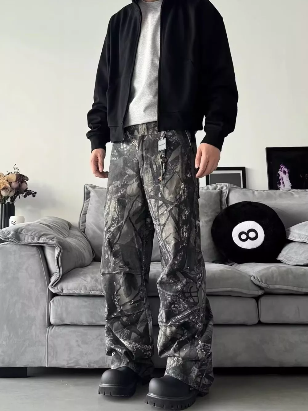 Men's Full Size Camo Print Relaxed Fit Jeans Plus Size