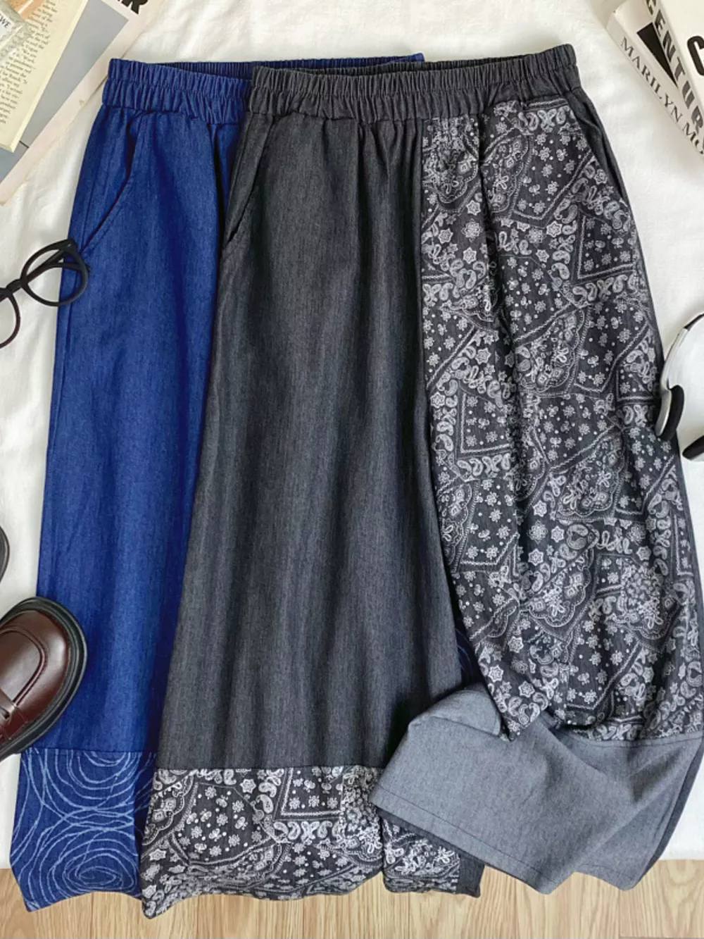 Elastic Waist Printed Jeans, image 11