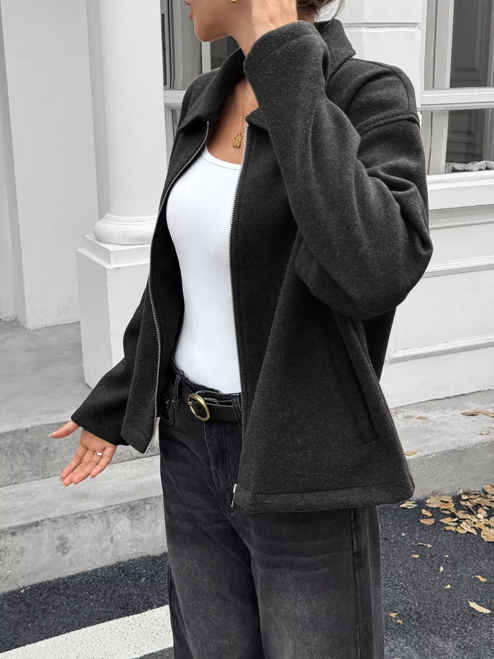 Zip-Up Dropped Shoulder Jacket, image 13