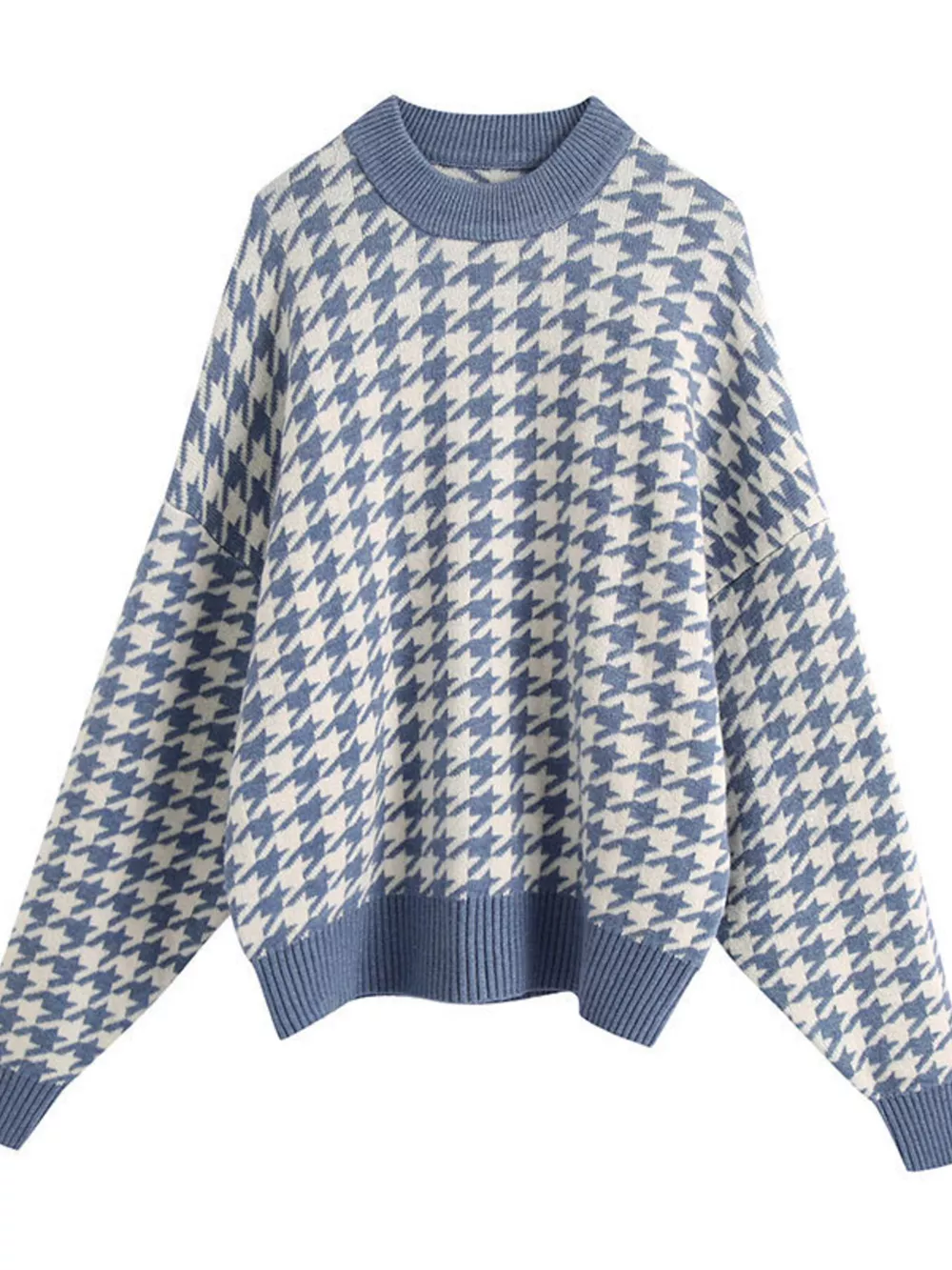 Houndstooth Pattern Oversized Sweater, image 5