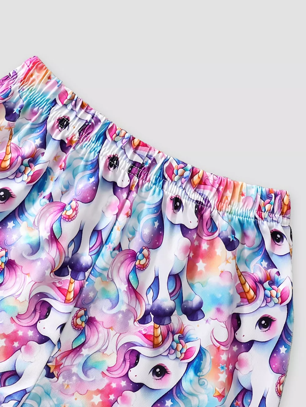 Children's Unicorn Print Ruffle Sleeve Top and Shorts Set, image 5