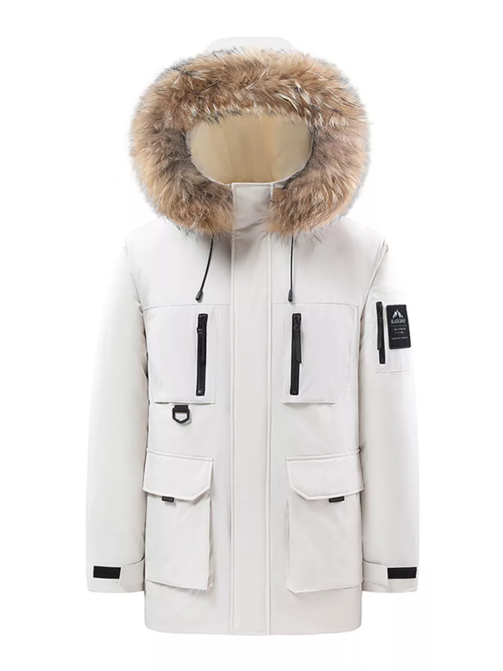 Men's Full Size Fur Hooded Winter Parka Coat Plus Size