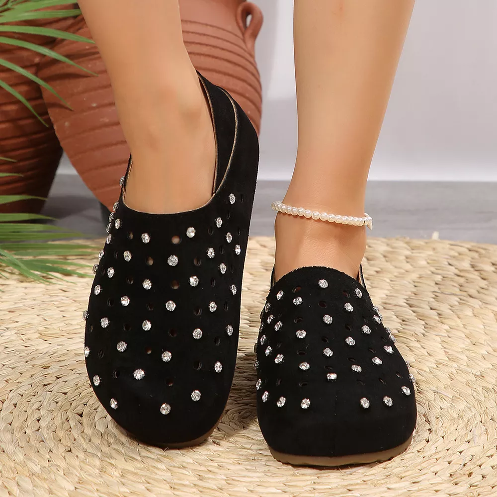 Rhinestone Round Toe Slip-Ons, image 3