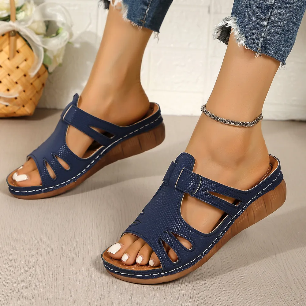 Cutout Open Toe Wedge Sandals, image 6