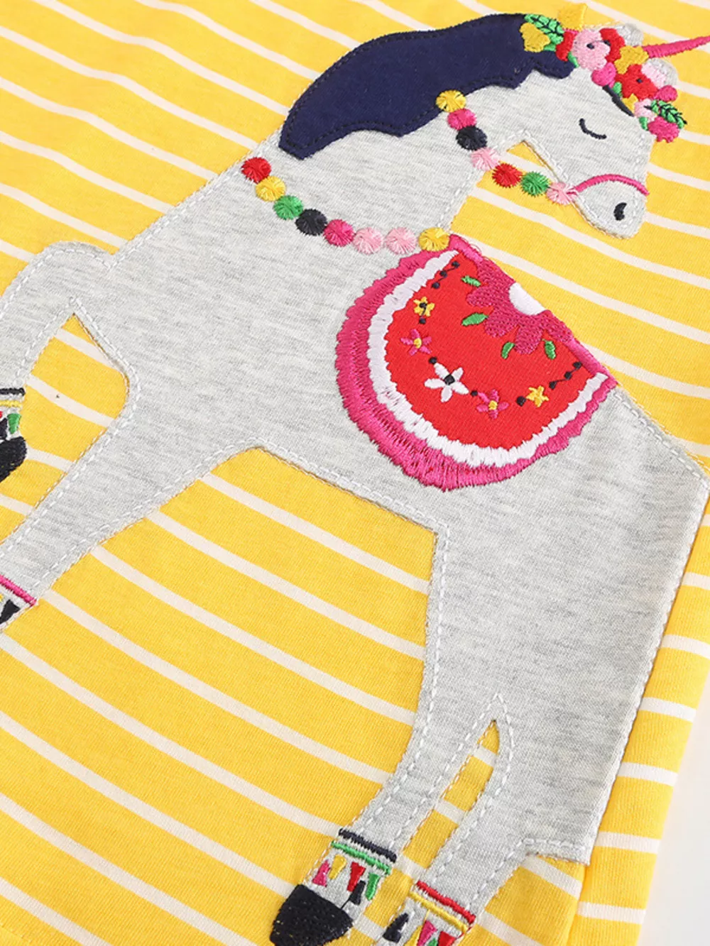 Children's  Striped Unicorn Applique Dress, image 2