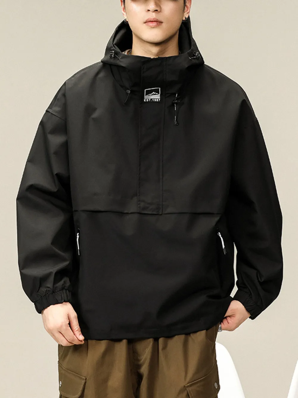 Men's Plus Size Hooded Windbreaker Jacket, image 6