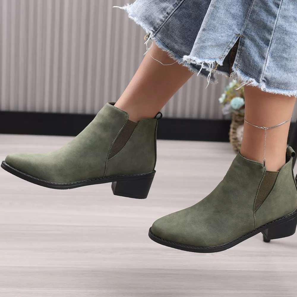Point Toe Block Heels Ankle Boots, image 9