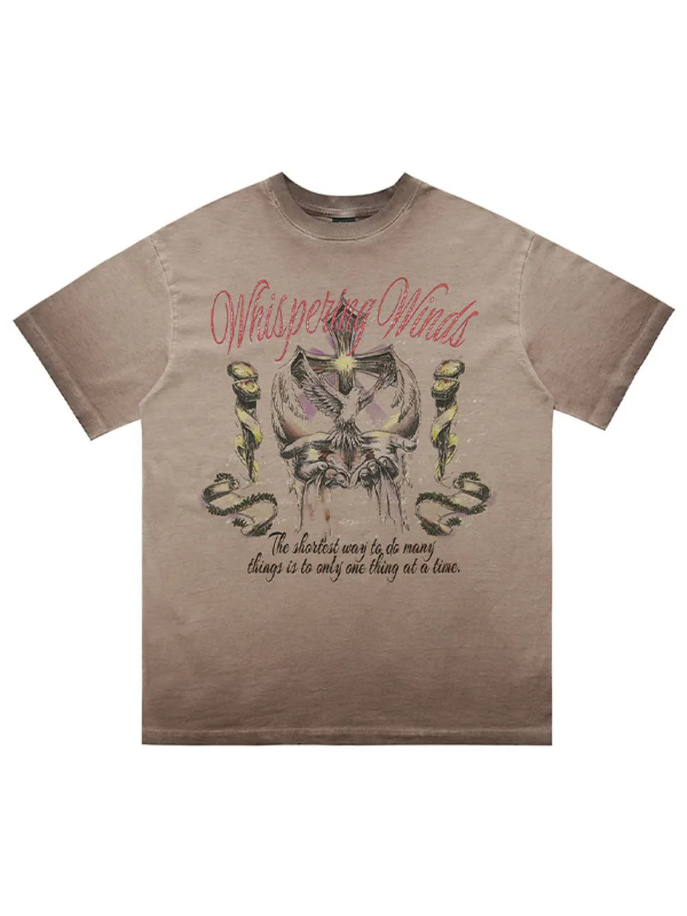 Men's Whispering Winds Graphic Vintage Round Neck T-Shirt, image 4