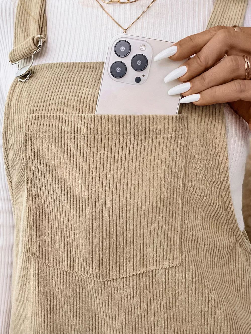 Casual Corduroy Overall Dress, image 4
