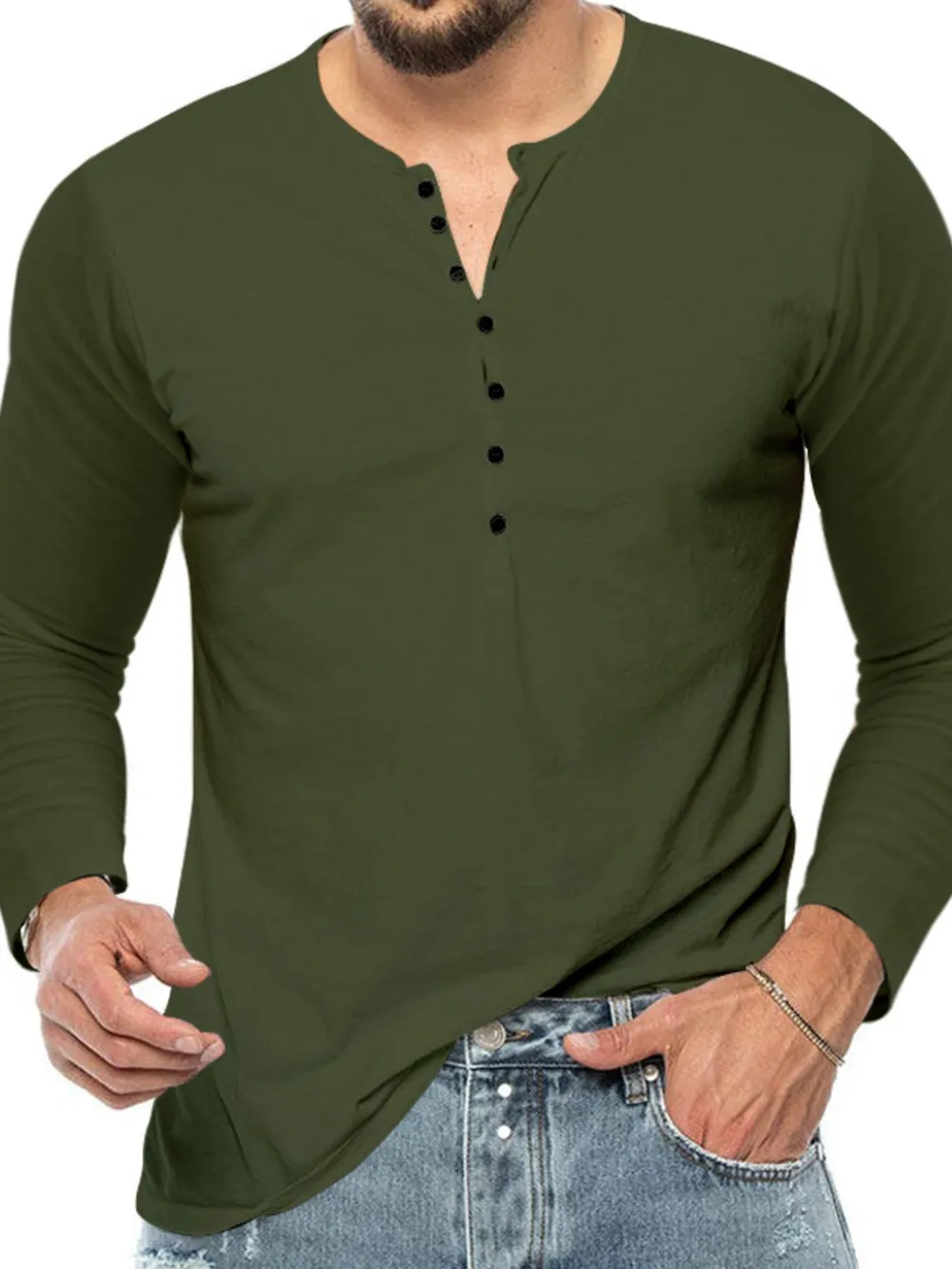 Men's Plus Size Button Detail Short Sleeve T-Shirt, image 9
