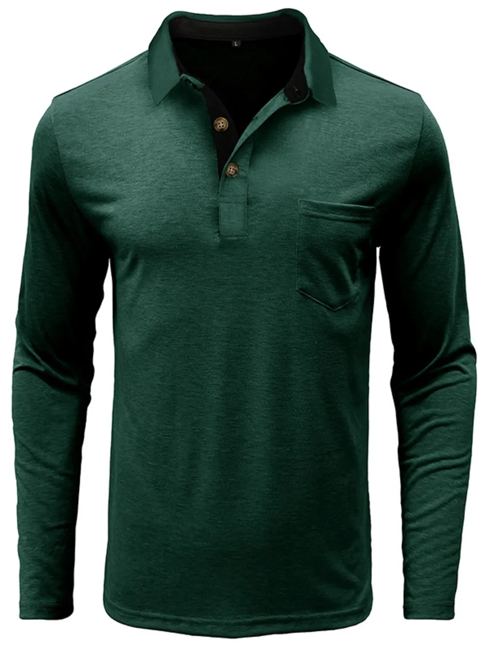 Men's Full Size Button Detail Long Sleeve Polo Plus Size, image 6