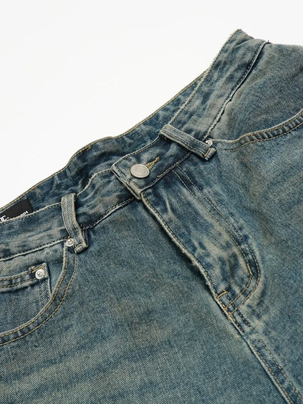 Men's Distressed Camo Patchwork Denim Shorts, image 11