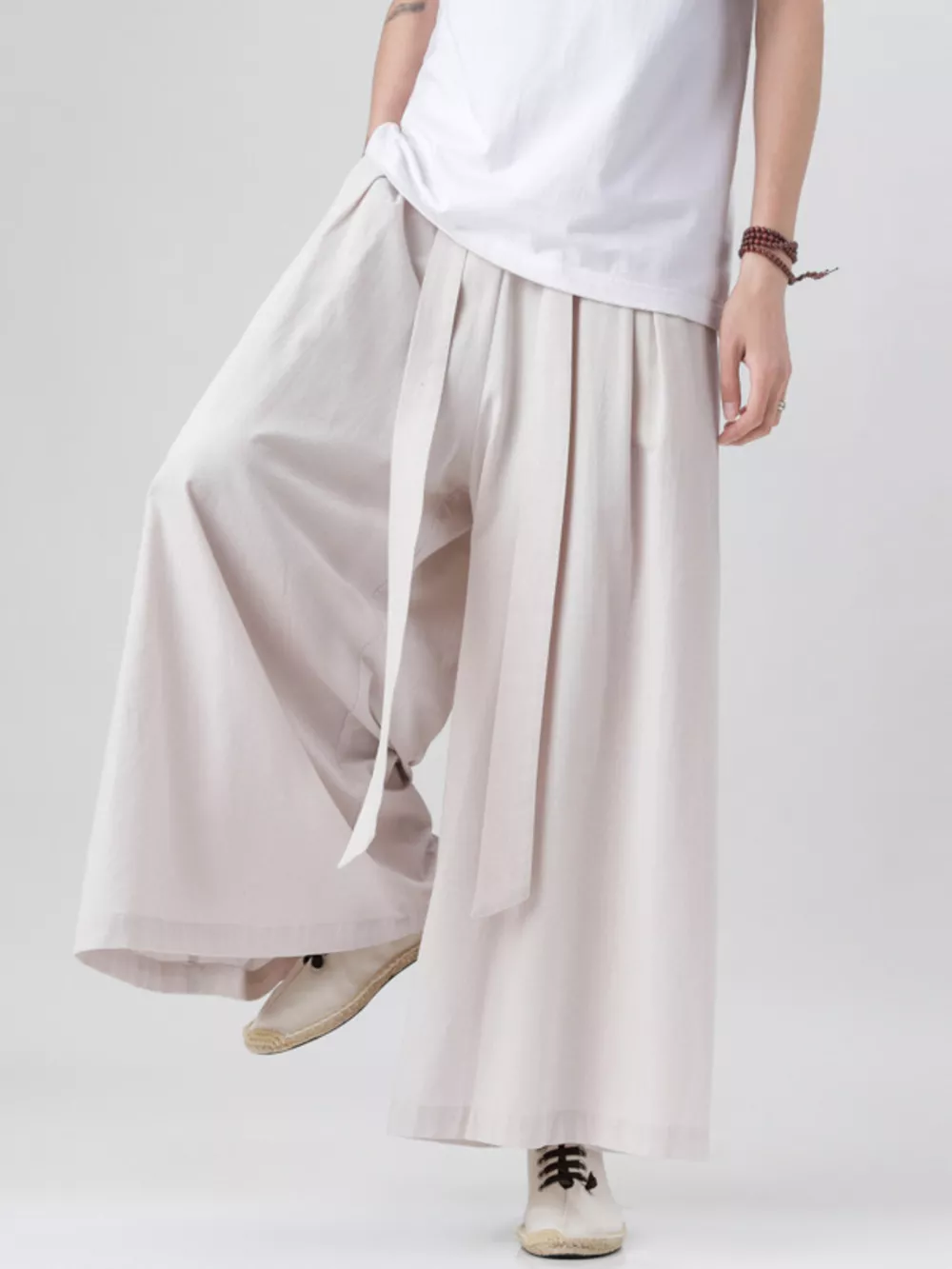 Men's Plus Size Wide Leg Pants with Tie Waist, image 5