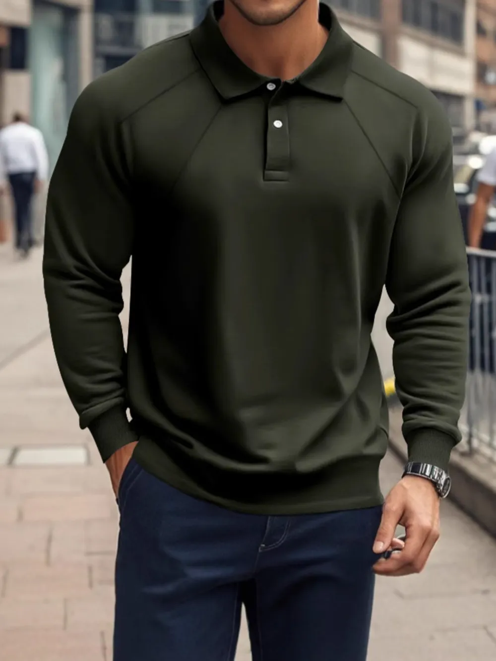 Men's Full Size Classic Collar Long Sleeve Polo Plus Size, image 7