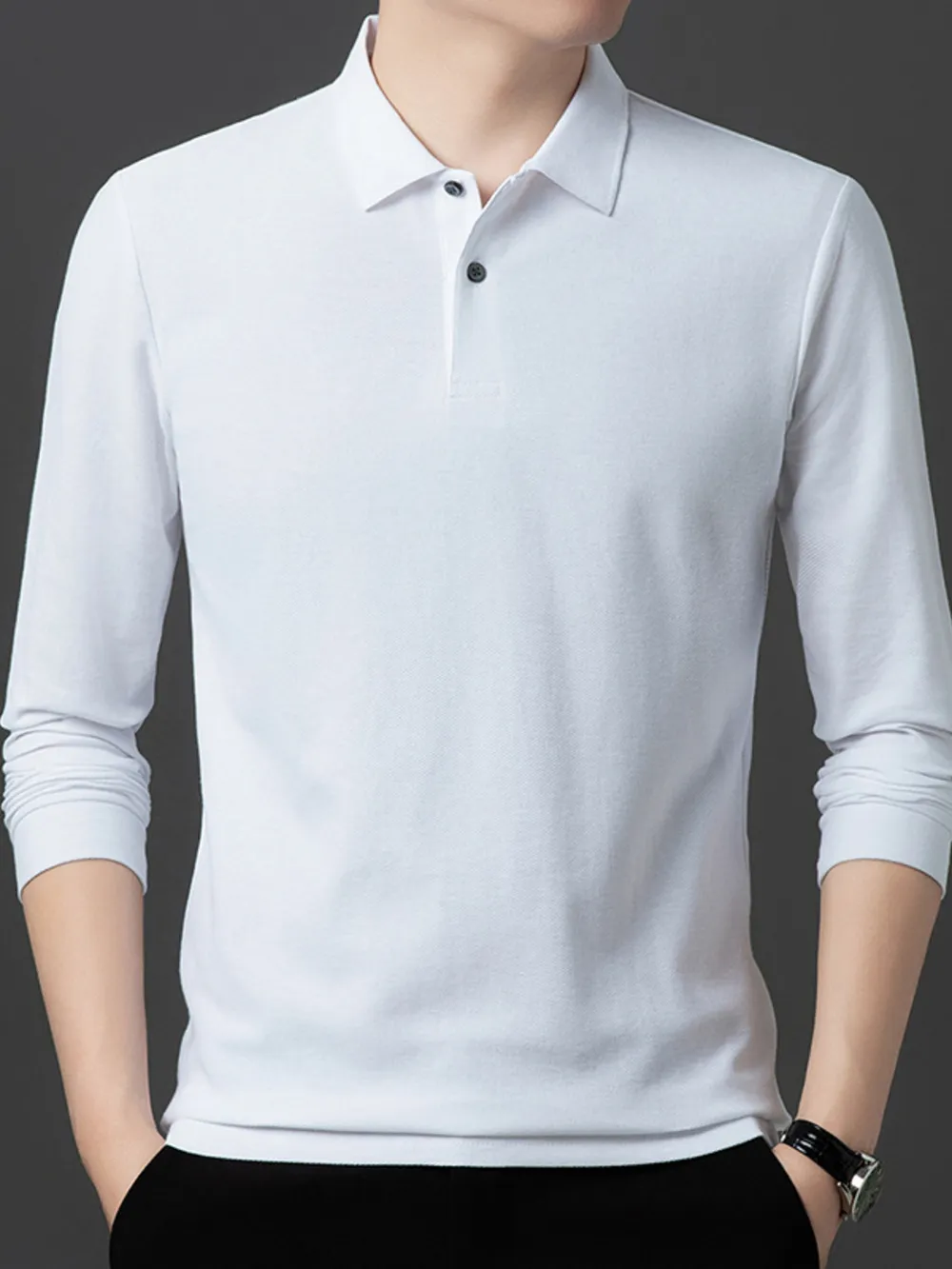Men's Plus Size Button Detail Short Sleeve Polo, image 2