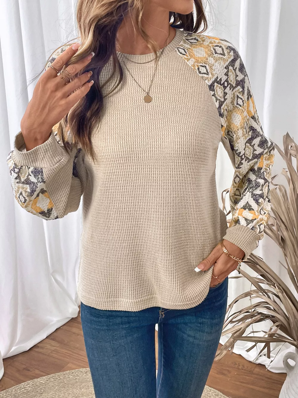 Geometric Pattern Long Sleeve T-Shirt, image 5