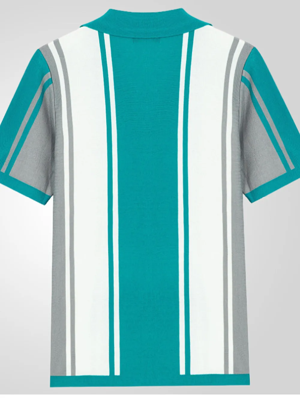 Men's Plus Size Striped Button Up Polo Shirt, image 5