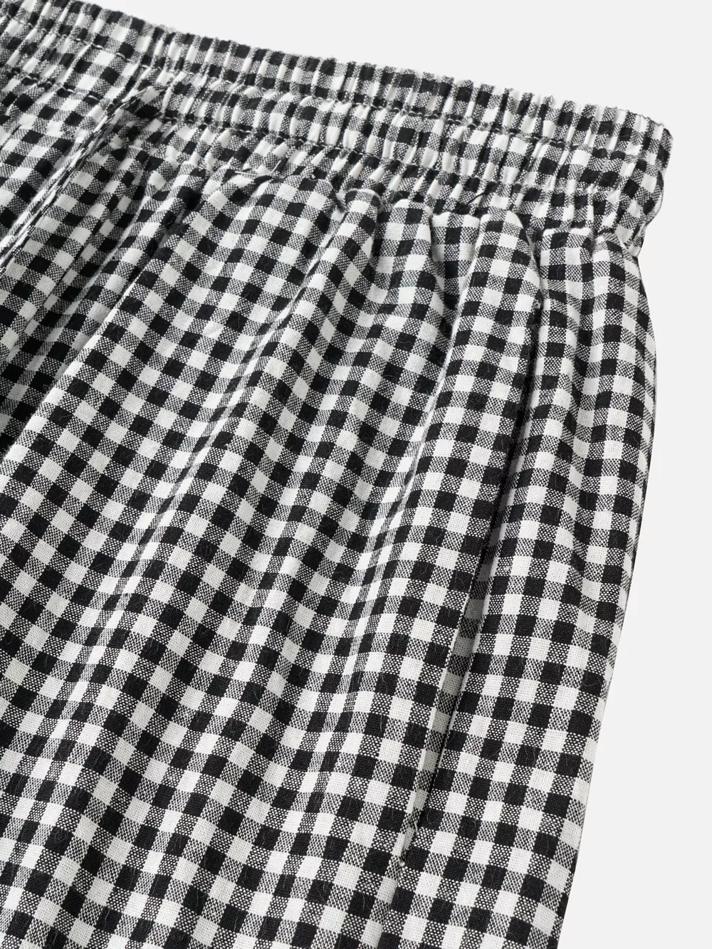 High-Waisted Gingham Wide-Leg Drawstring Pants, image 14